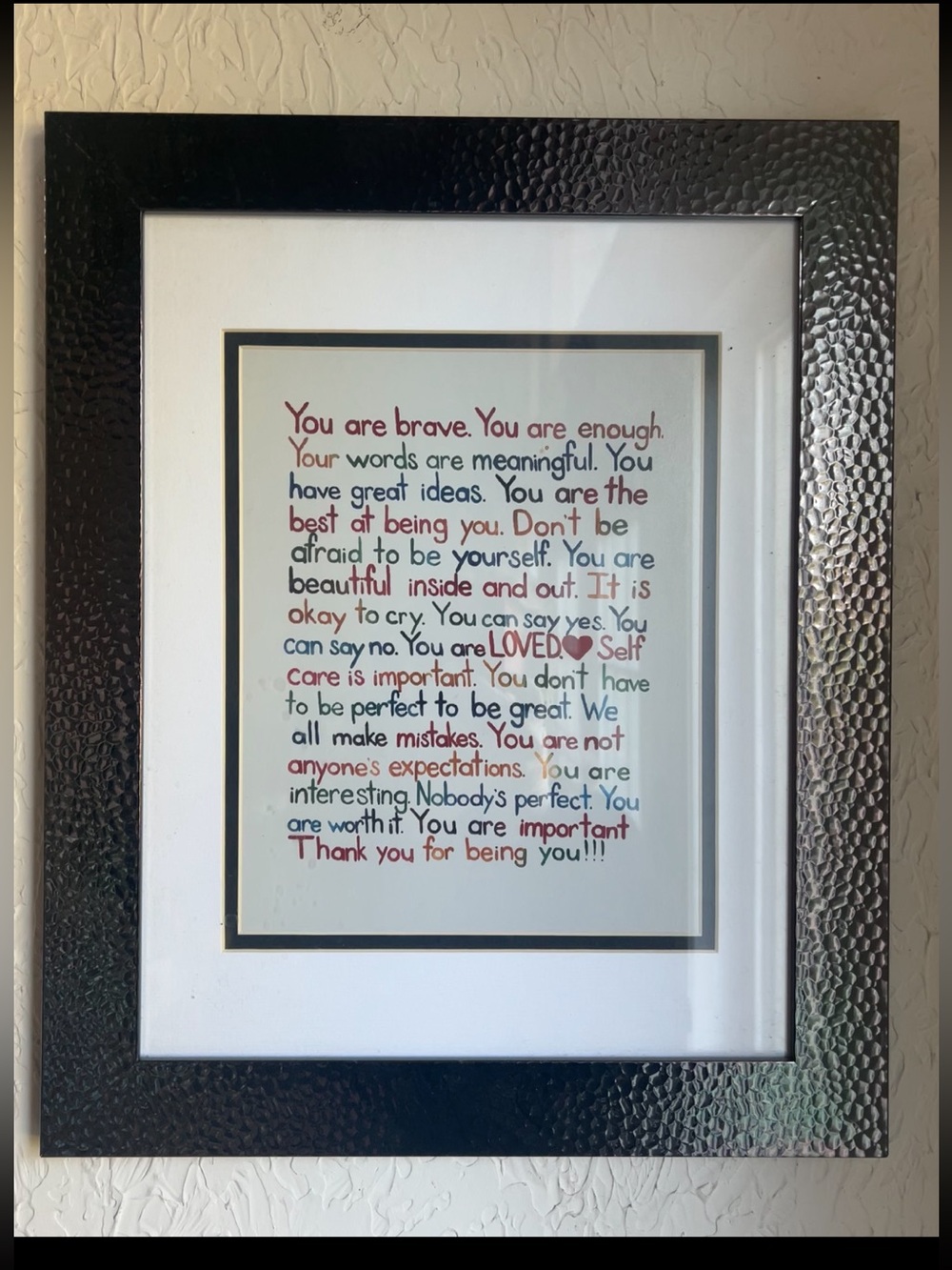 Inspirational Framed “You Are Enough” Wall Art